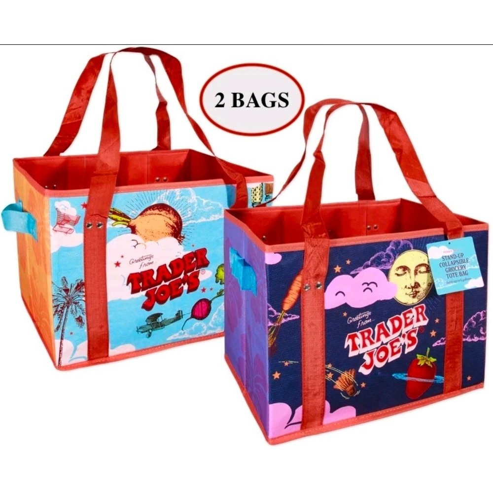 Trader Joe's NEW 6 Gallon Stand-Up Collapsible Grocery Tote Hard Sided Bag